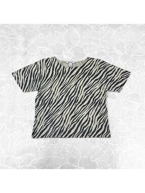Nygard Collection Petite Large Zebra Print Silk Blend Top - L (14-16)
